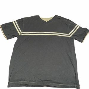 Men’s Shirt Blue and Gray Medium V-neck Short Sleeves Cotton 90s Retro